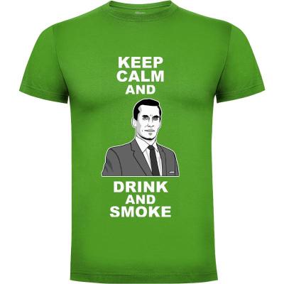Camiseta keep calm drink and smoke - Camisetas Series TV