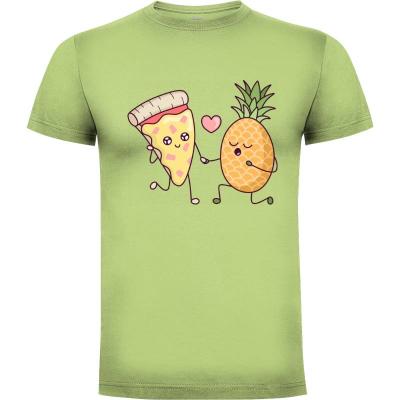Camiseta Pizza con Piña, Una Historia de Amor - Camisetas Sombras Blancas