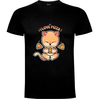 Camiseta Cat Pizza - Camisetas Cute