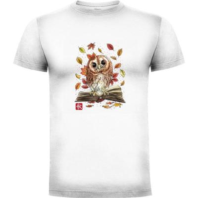 Camiseta Owl Leaves and Books - Camisetas Cute