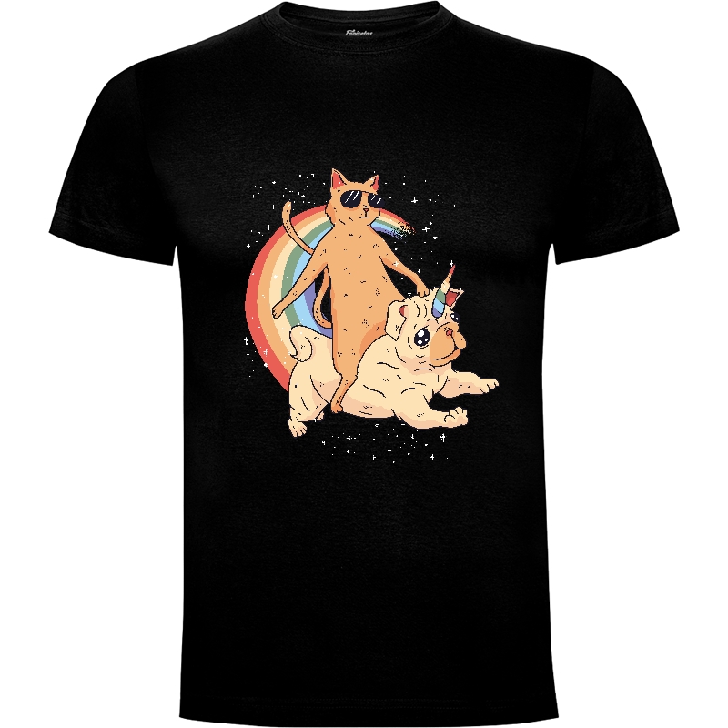 Camiseta Gato y Perro Arcoiris