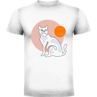Camiseta Monoline Art Cat - Camisetas Originales