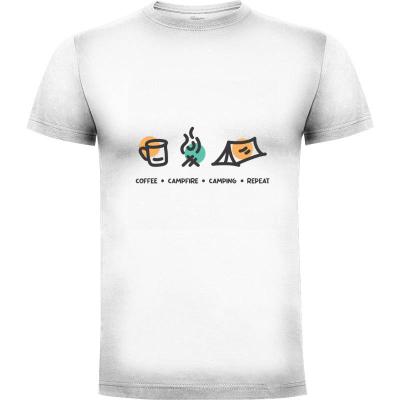 Camiseta Coffee Campfire Camping Repeat - Camisetas Vektorkita