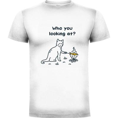 Camiseta Funny Cat Grilling Fish - Camisetas Vektorkita