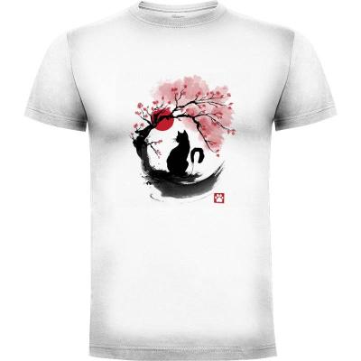 Camiseta Sakura cat sumi e - Camisetas DrMonekers