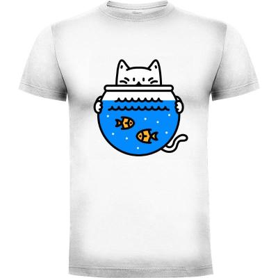Camiseta Fish Bowl Cat - Camisetas Vektorkita