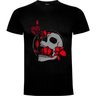Camiseta red flowers - Camisetas Rockeras