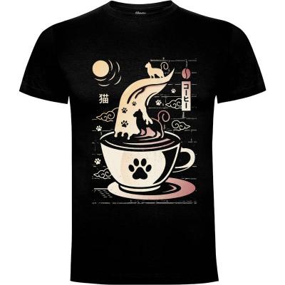 Camiseta Coffee Night Japanese Cats - Camisetas Originales