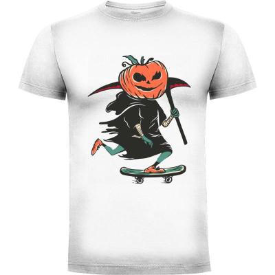 Camiseta Halloween Grim Reaper Skateboarding - Camisetas Halloween
