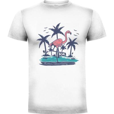 Camiseta Chillin Flamingo on the Beach - Camisetas Mangu Studio