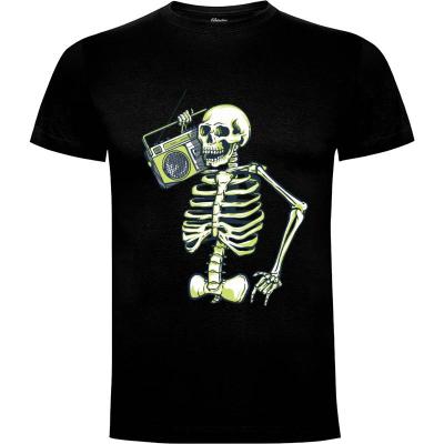 Camiseta Skeleton Music Radio - Camisetas Halloween