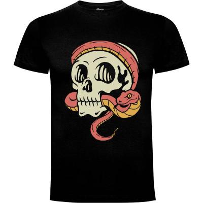 Camiseta Skull Biting Snake - Camisetas Mangu Studio