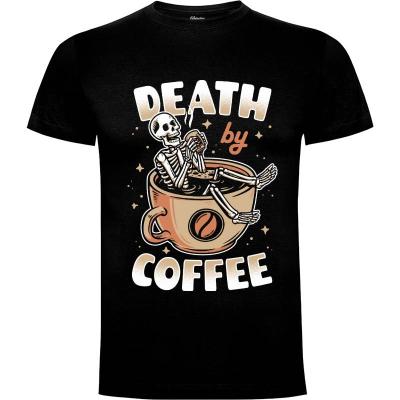Camiseta Death by Coffee - Camisetas Graciosas