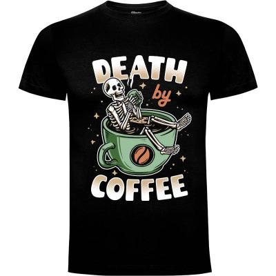 Camiseta Death by Coffee (green) - Camisetas Graciosas