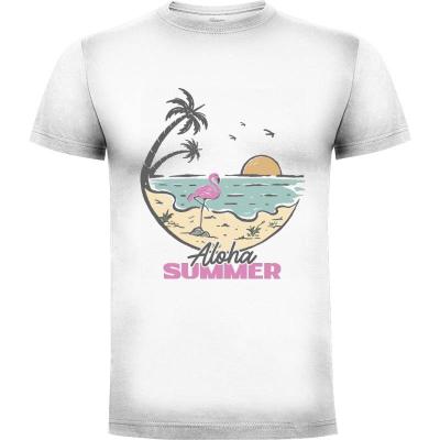 Camiseta Aloha Summer Flamingo - Camisetas Mangu Studio