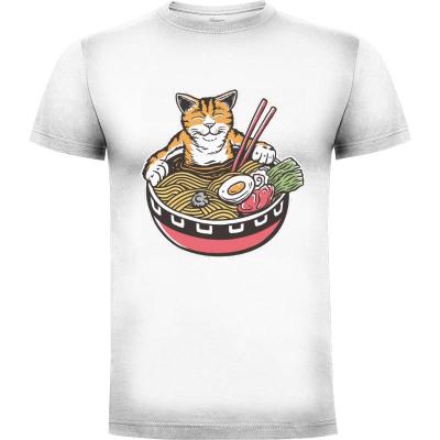 Camiseta Cat in the Ramen Bowl - Camisetas Mangu Studio