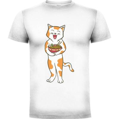 Camiseta Cute Cat with Ramen - Camisetas Mangu Studio
