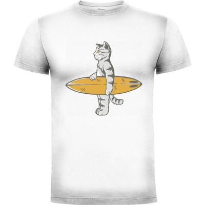 Camiseta Surfing Cat - Camisetas Mangu Studio