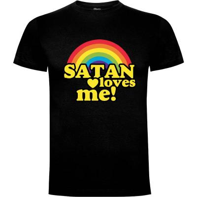 Camiseta satan loves me - Camisetas Paintmonkeys